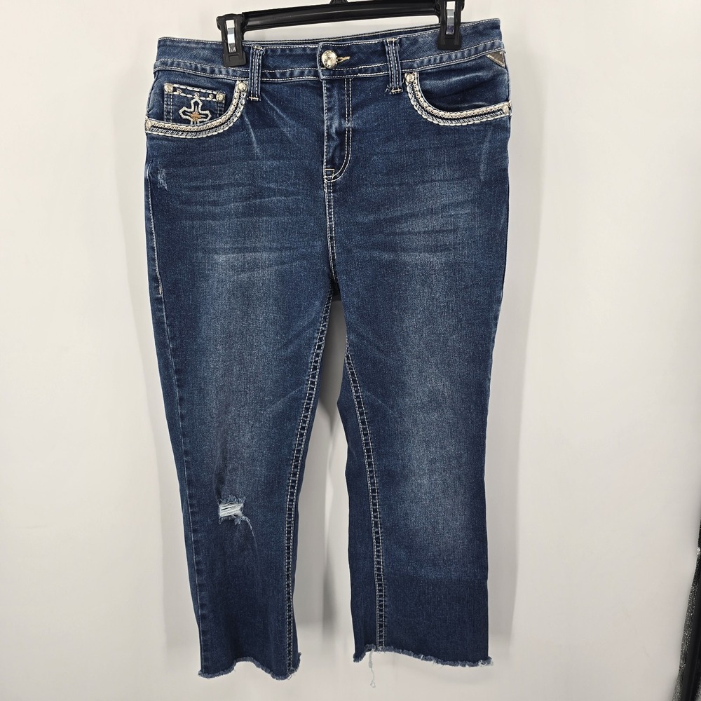 Sexy‎ Couture Women's Denim Jeans Embroidered Jewels size 13